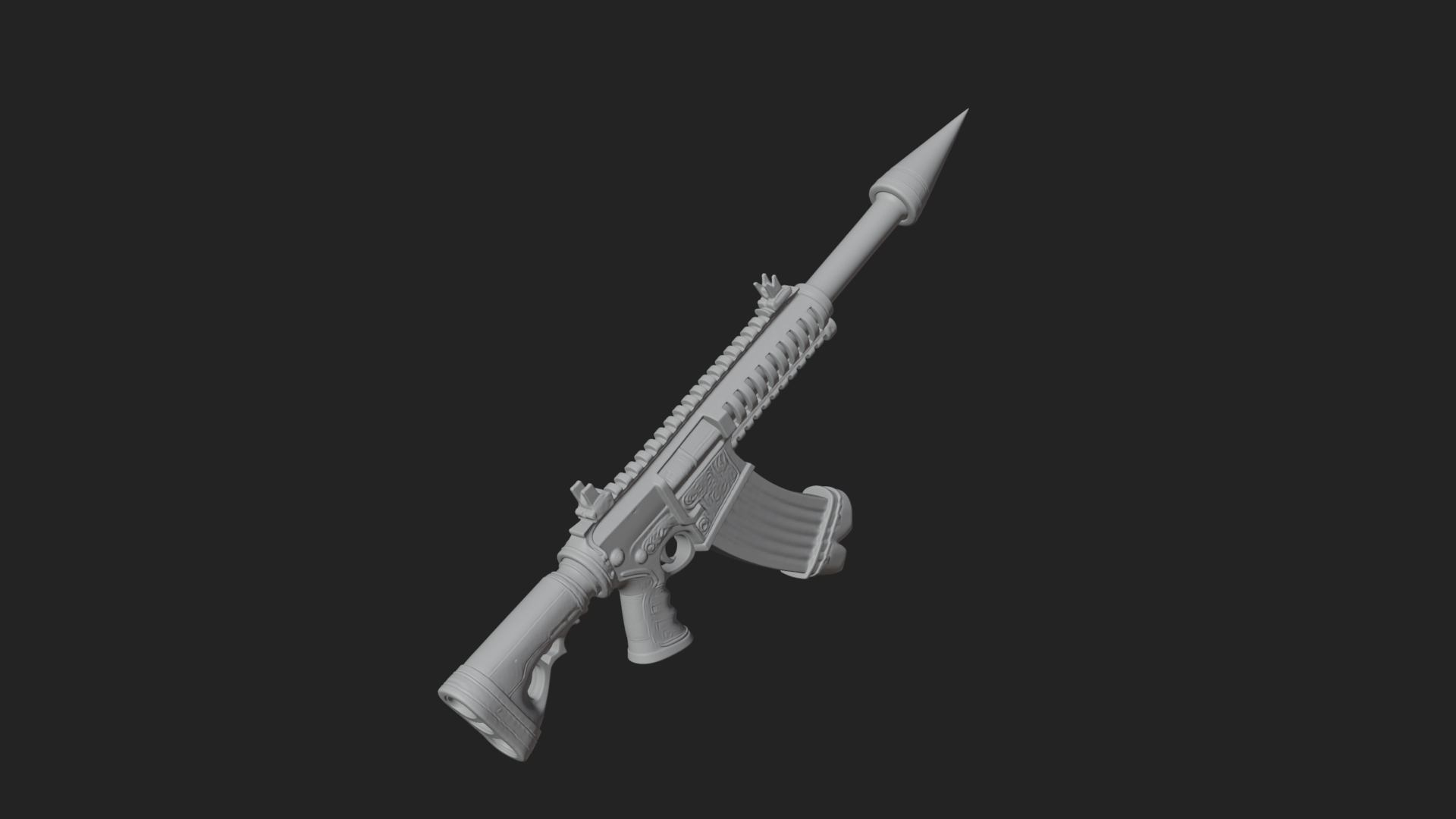 Carved Spike Barrel Launcher Model Design 4 3D Print Model 3D Model
