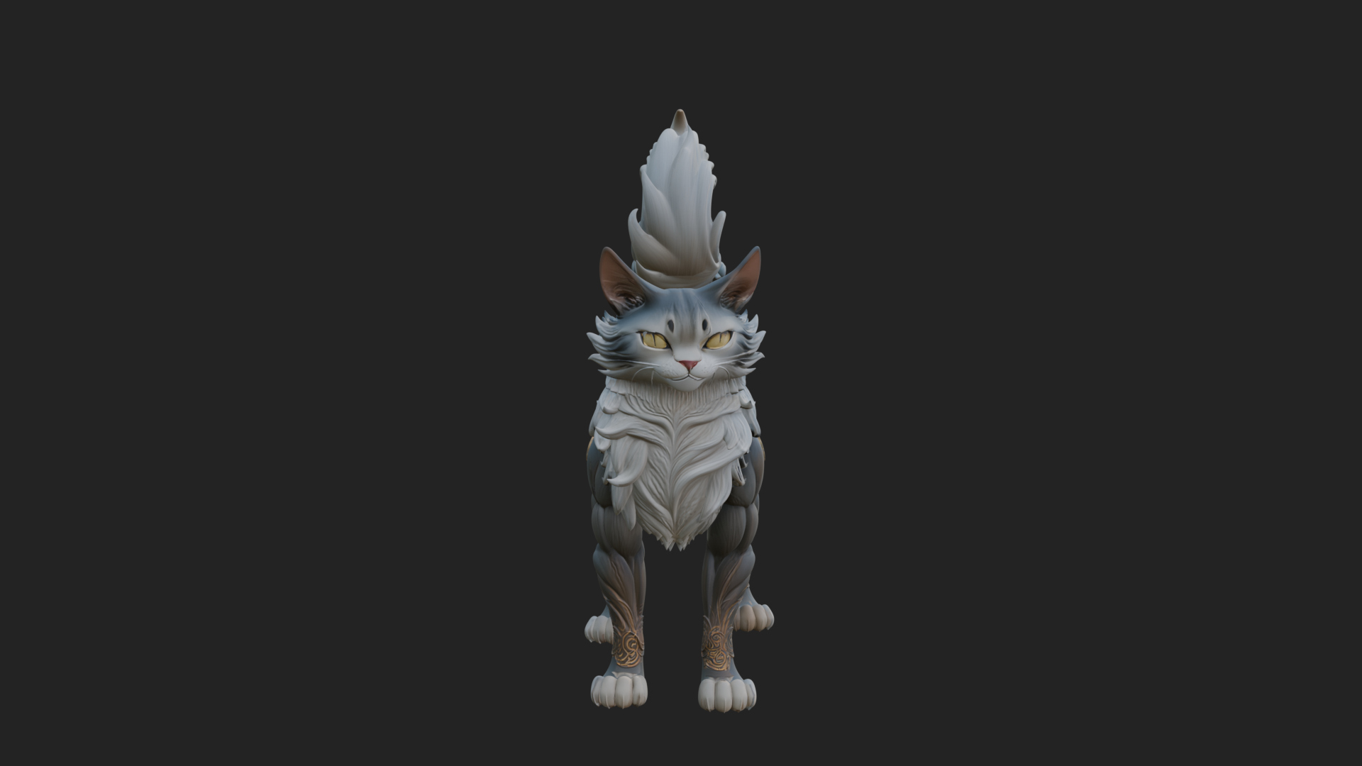 Carved Spirit Cat Statue Design 1 3D Print Model 3D Model