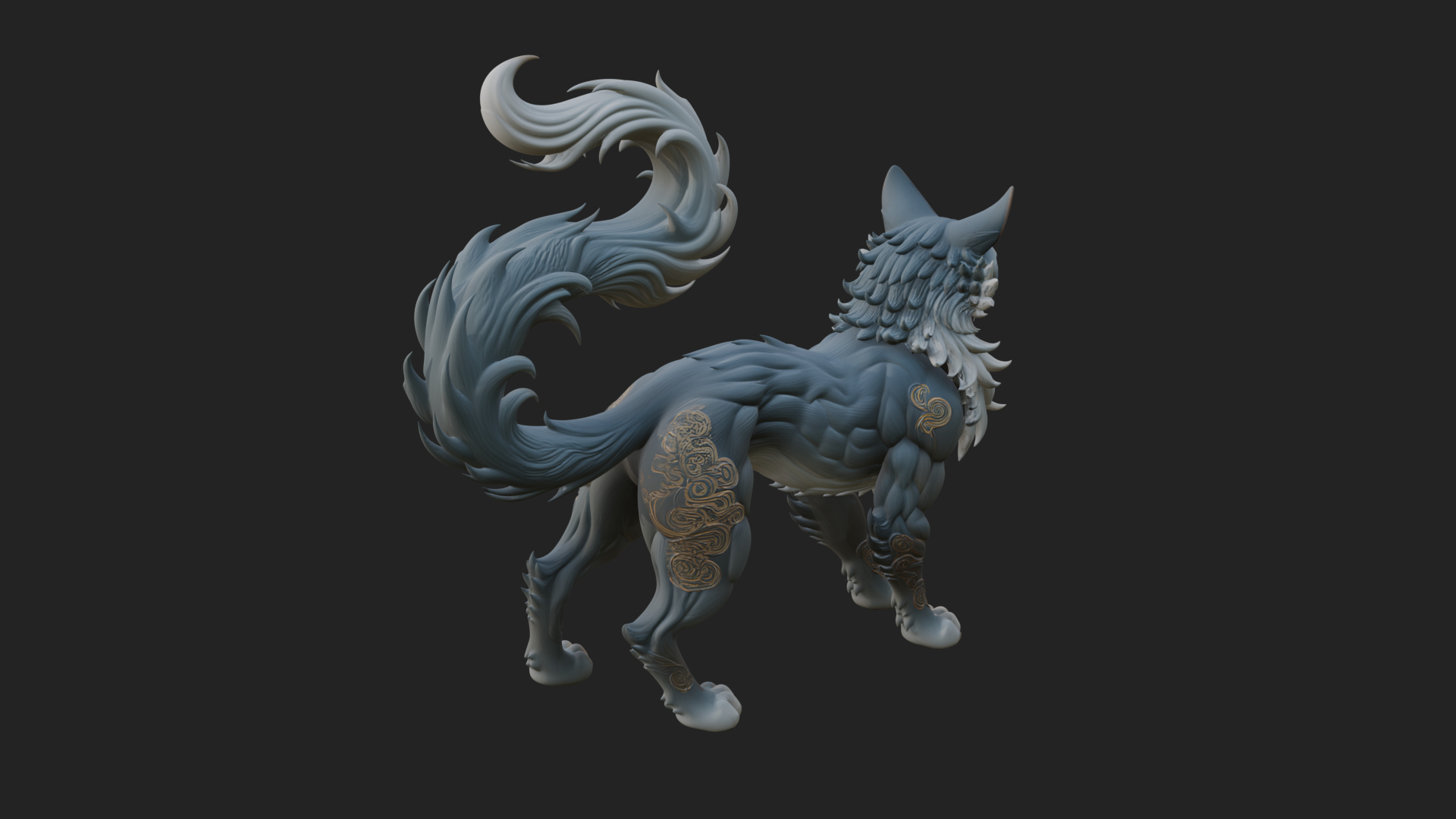 Carved Spirit Cat Statue Design 1 3D Print Model 3D Model