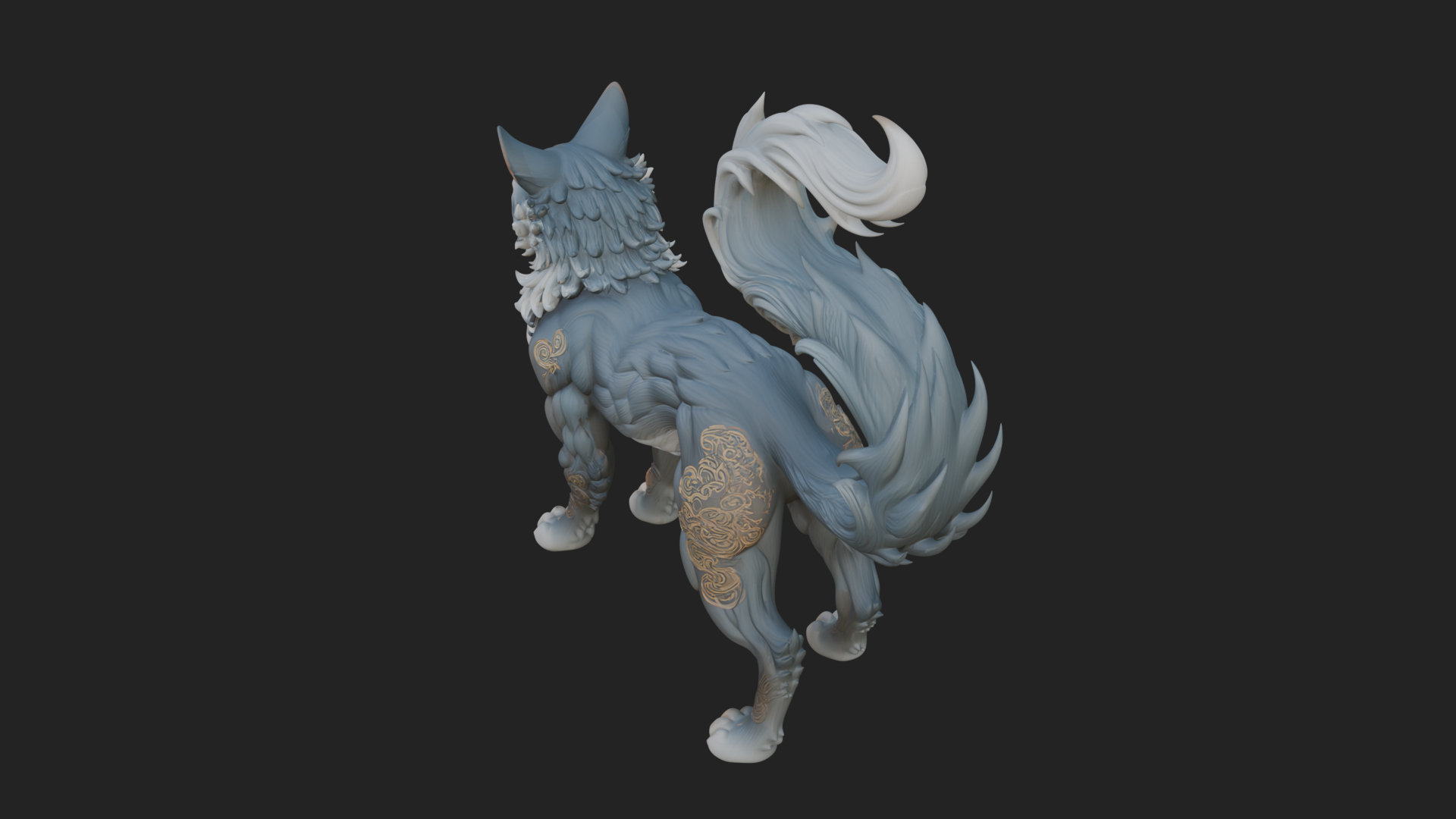 Carved Spirit Cat Statue Design 1 3D Print Model 3D Model