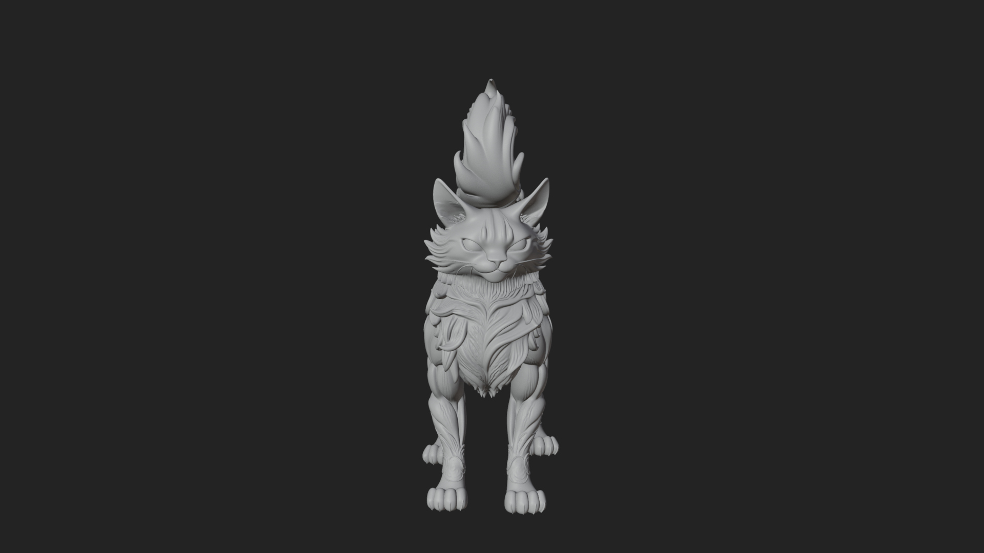 Carved Spirit Cat Statue Design 1 3D Print Model 3D Model