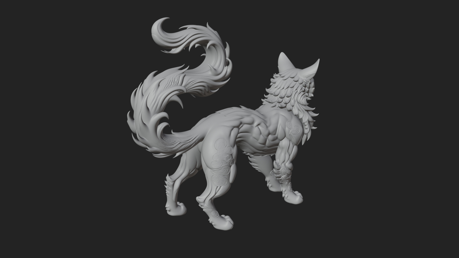Carved Spirit Cat Statue Design 1 3D Print Model 3D Model