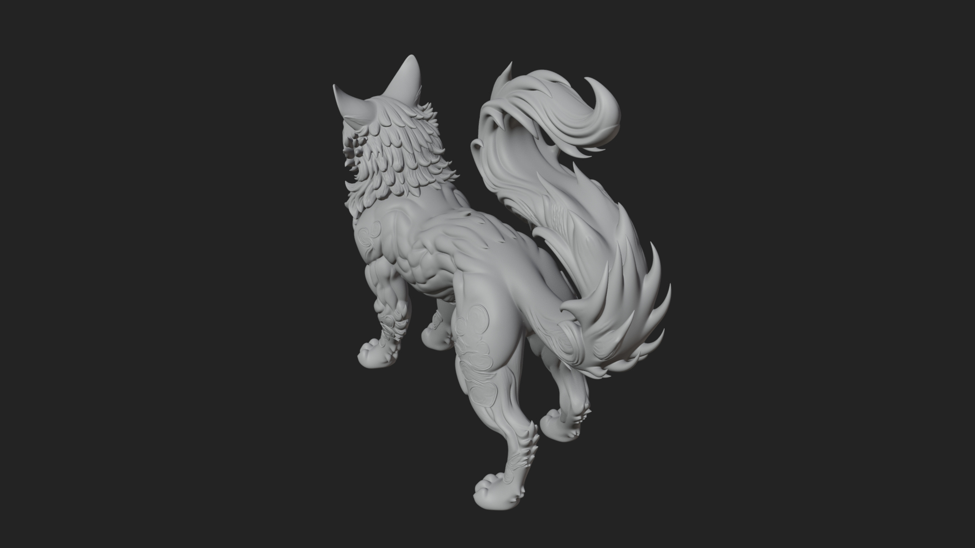 Carved Spirit Cat Statue Design 1 3D Print Model 3D Model