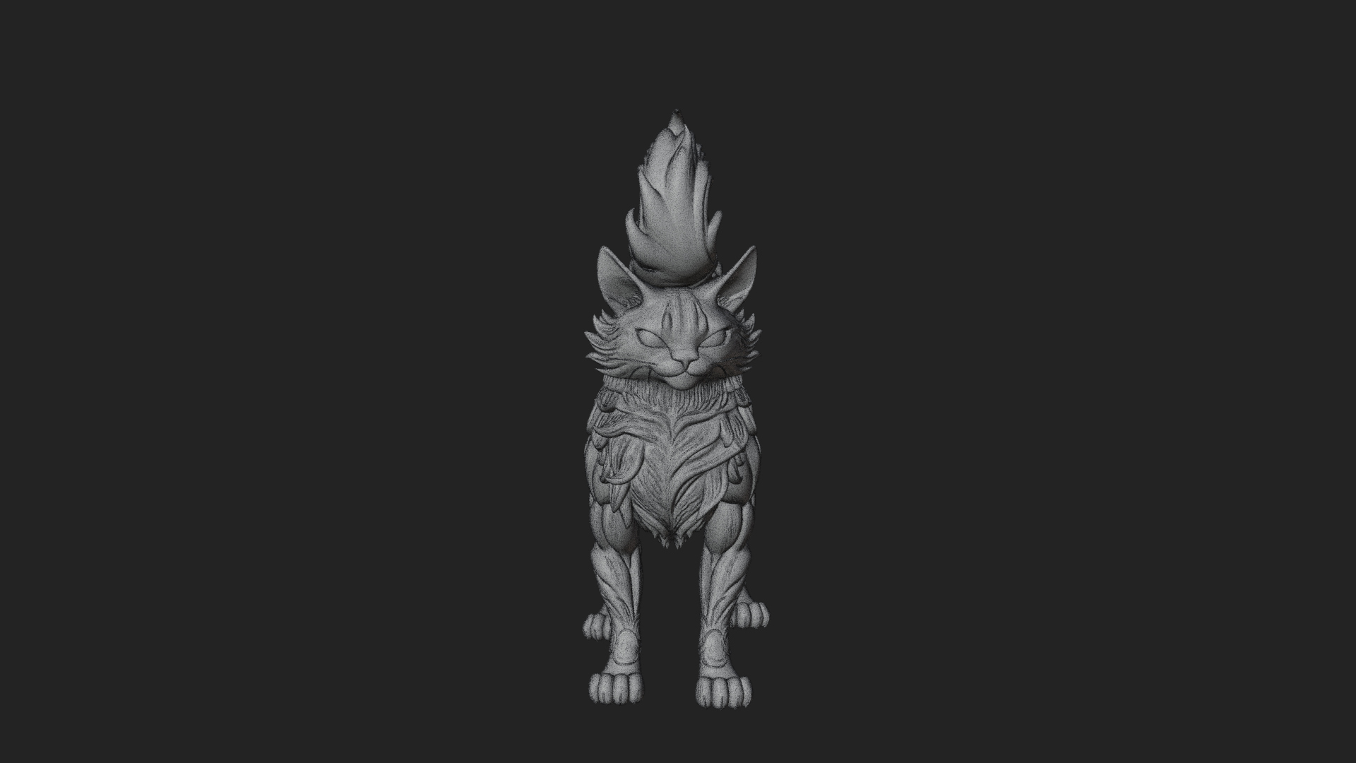 Carved Spirit Cat Statue Design 1 3D Print Model 3D Model