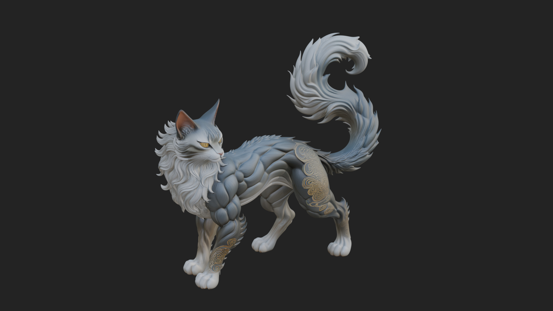 Carved Spirit Cat Statue Design 2 3D Print Model 3D Model