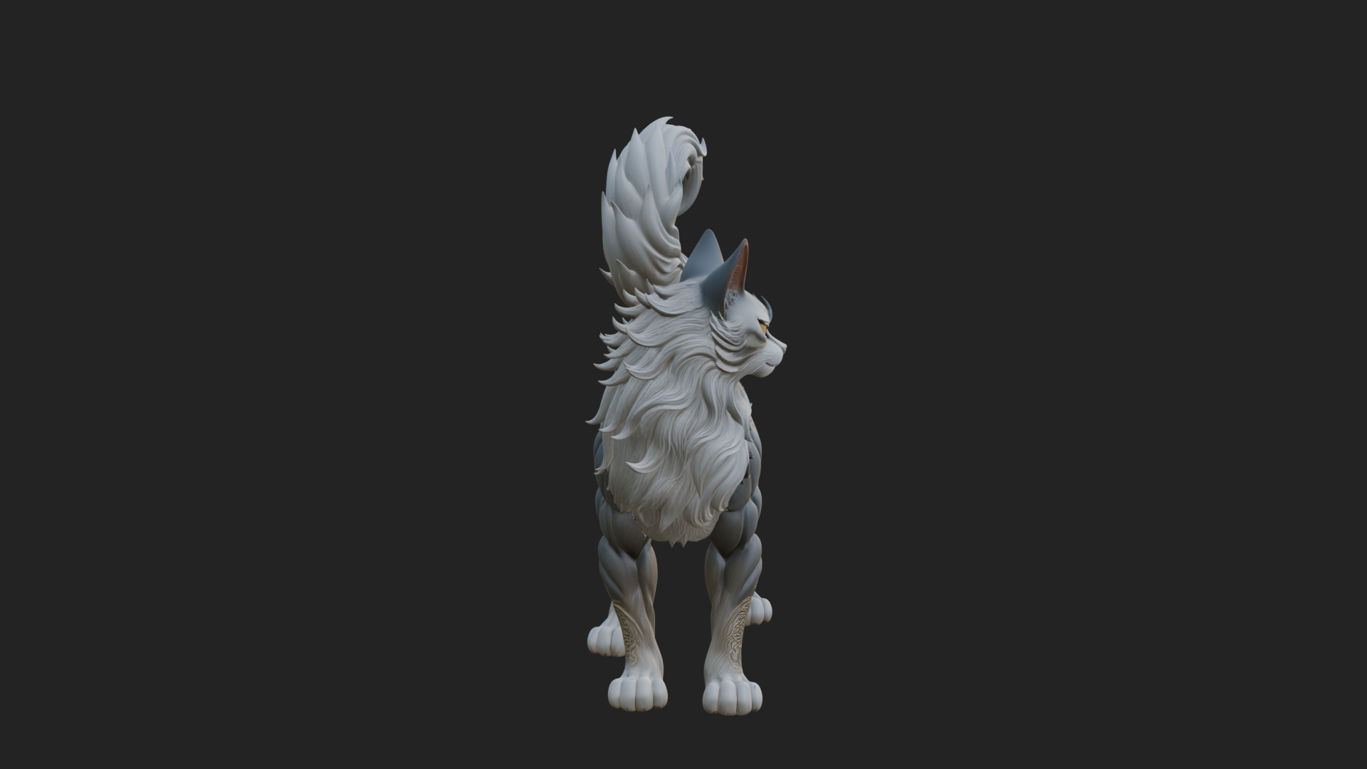 Carved Spirit Cat Statue Design 2 3D Print Model 3D Model