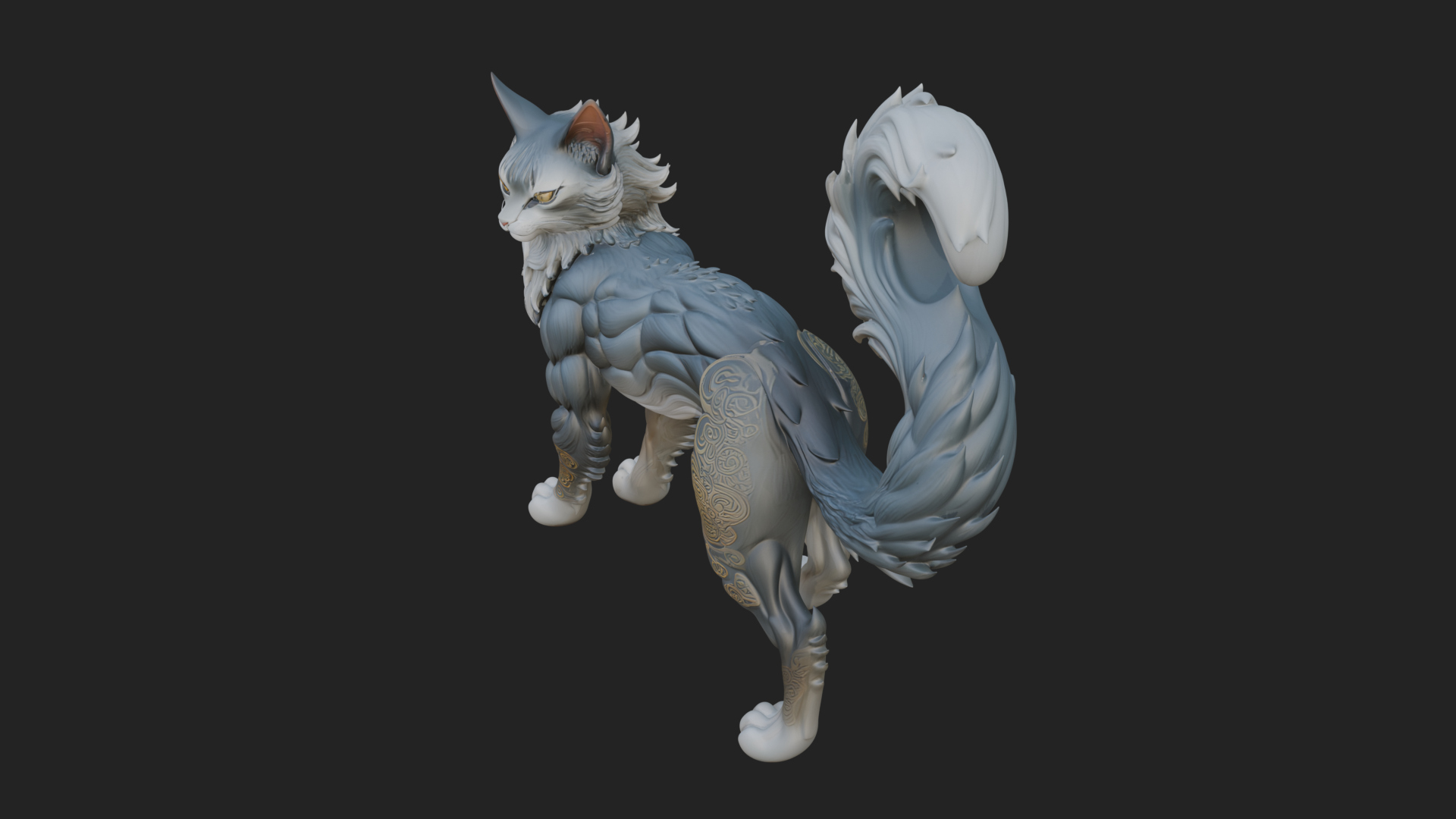 Carved Spirit Cat Statue Design 2 3D Print Model 3D Model