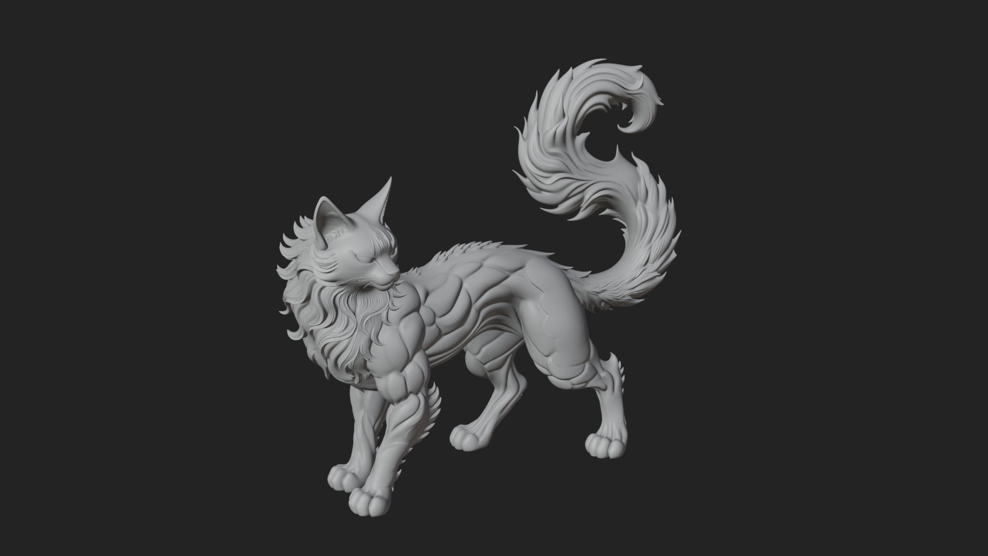 Carved Spirit Cat Statue Design 2 3D Print Model 3D Model