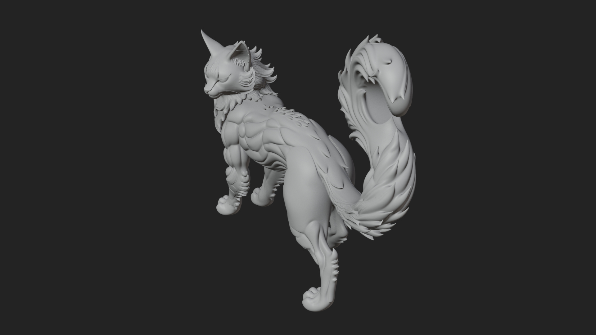 Carved Spirit Cat Statue Design 2 3D Print Model 3D Model