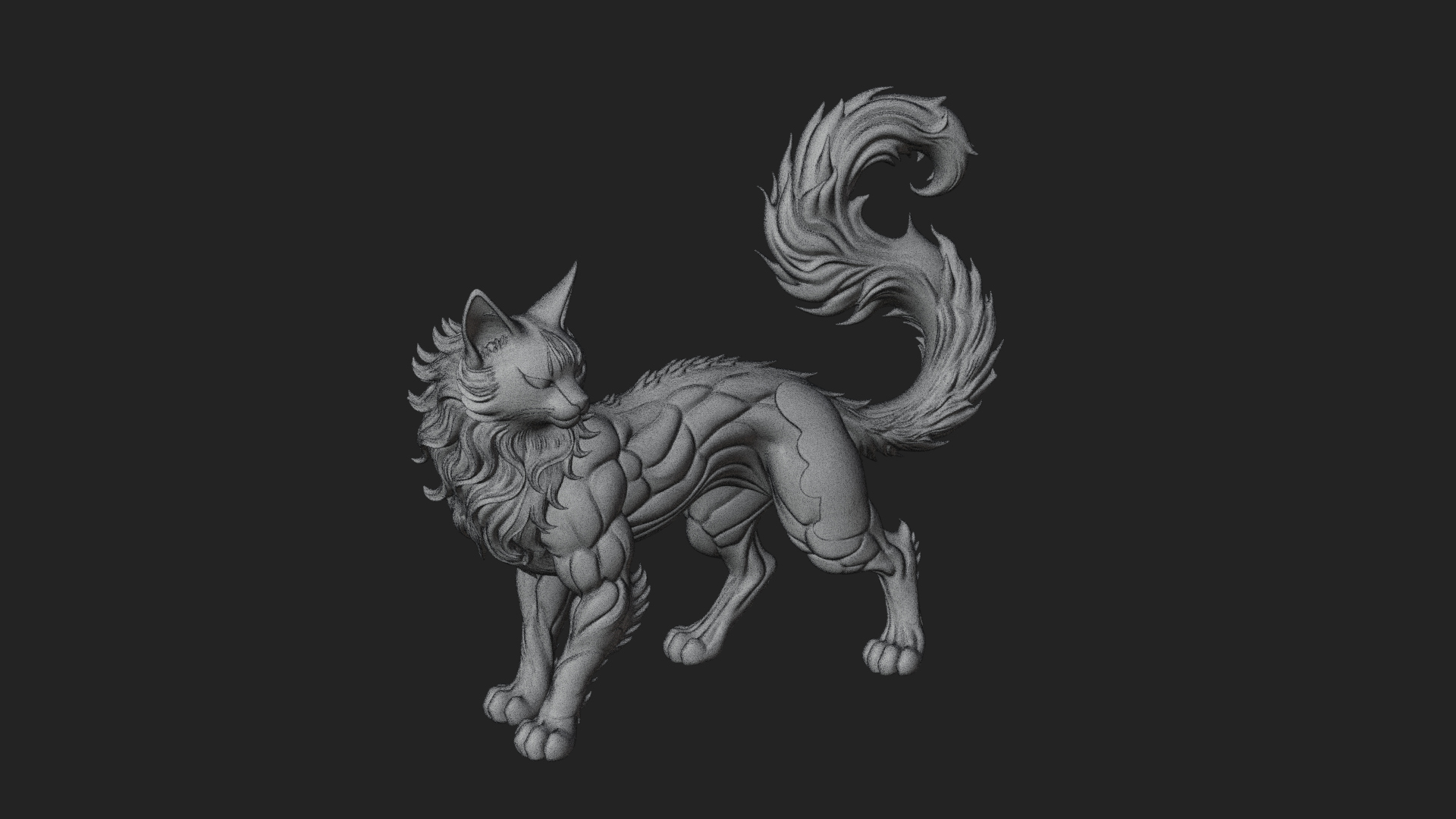 Carved Spirit Cat Statue Design 2 3D Print Model 3D Model