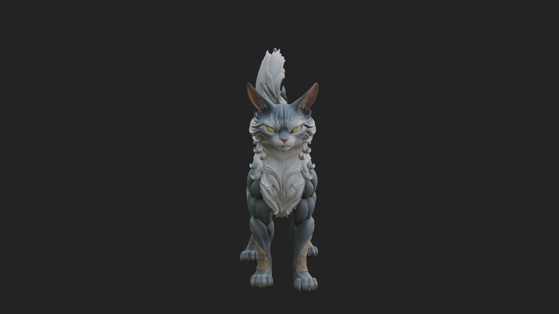 Carved Spirit Cat Statue Design 3 3D Print Model 3D Model