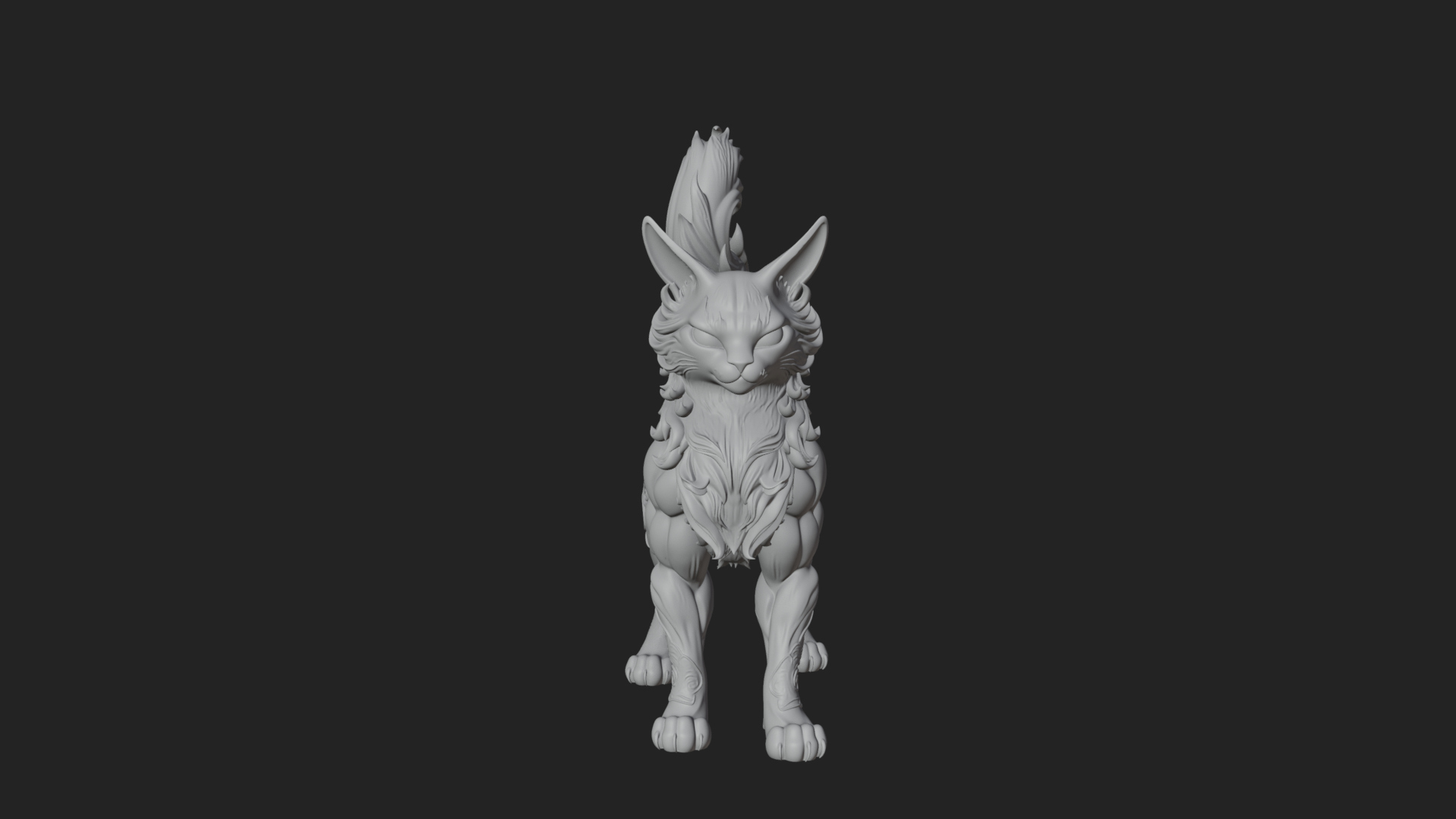 Carved Spirit Cat Statue Design 3 3D Print Model 3D Model
