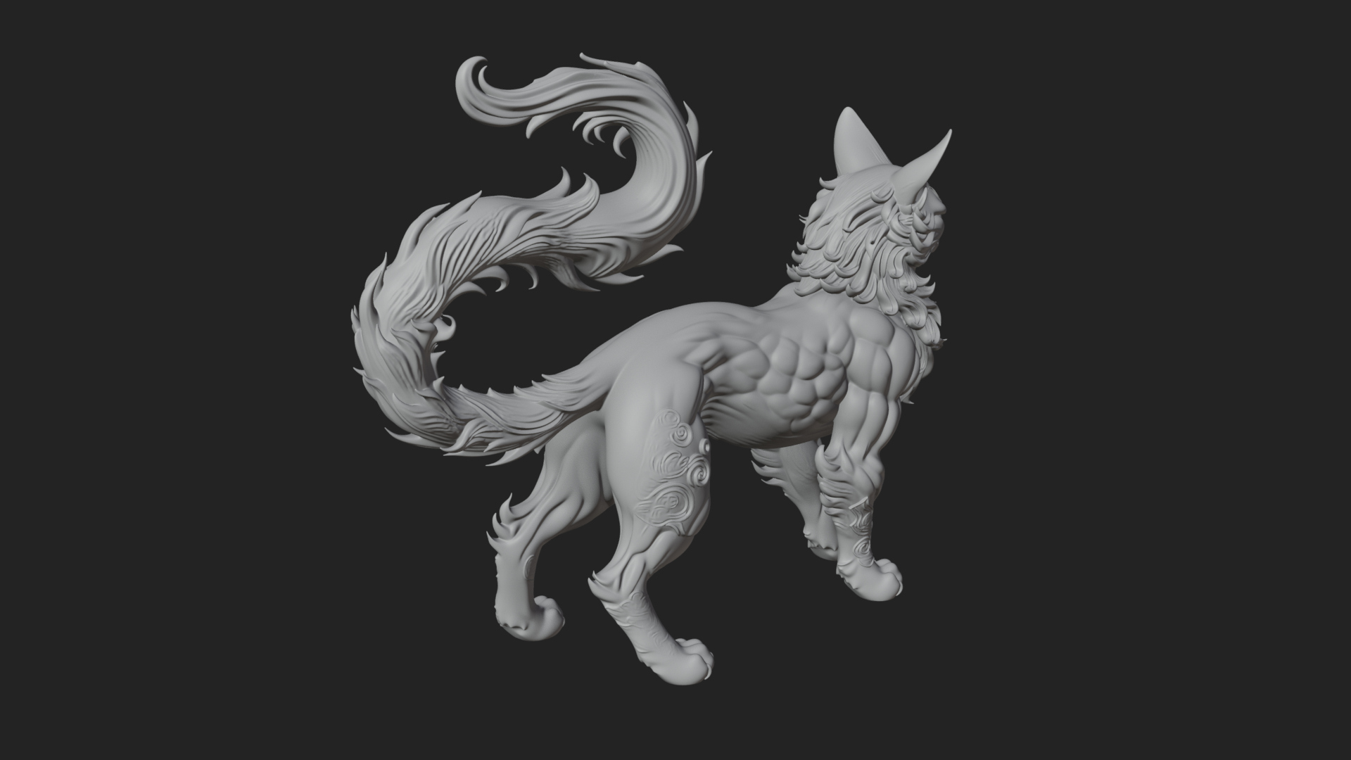 Carved Spirit Cat Statue Design 3 3D Print Model 3D Model