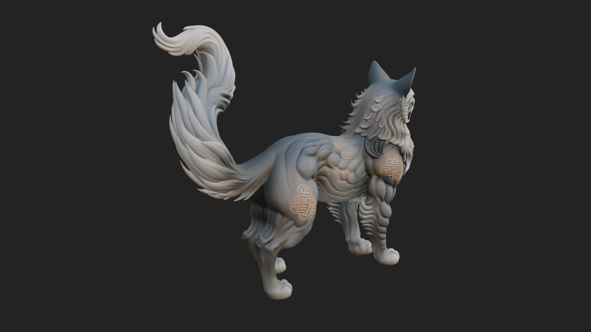 Carved Spirit Fox Statue Design 1 3D Print Model 3D Model