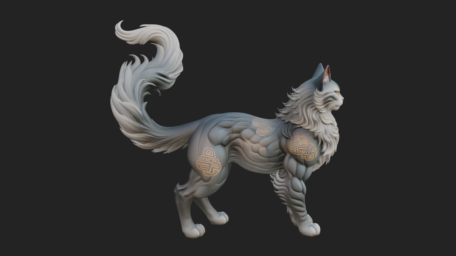 Carved Spirit Fox Statue Design 1 3D Print Model 3D Model