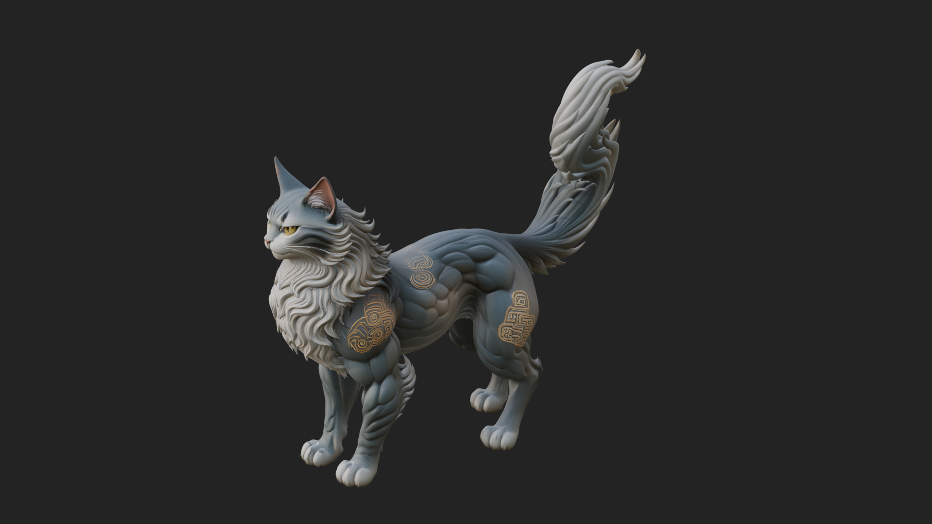 Carved Spirit Fox Statue Design 1 3D Print Model 3D Model