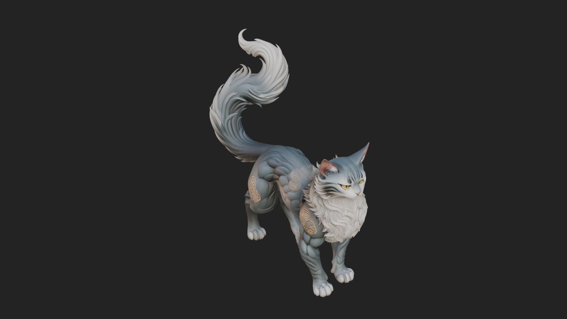 Carved Spirit Fox Statue Design 1 3D Print Model 3D Model