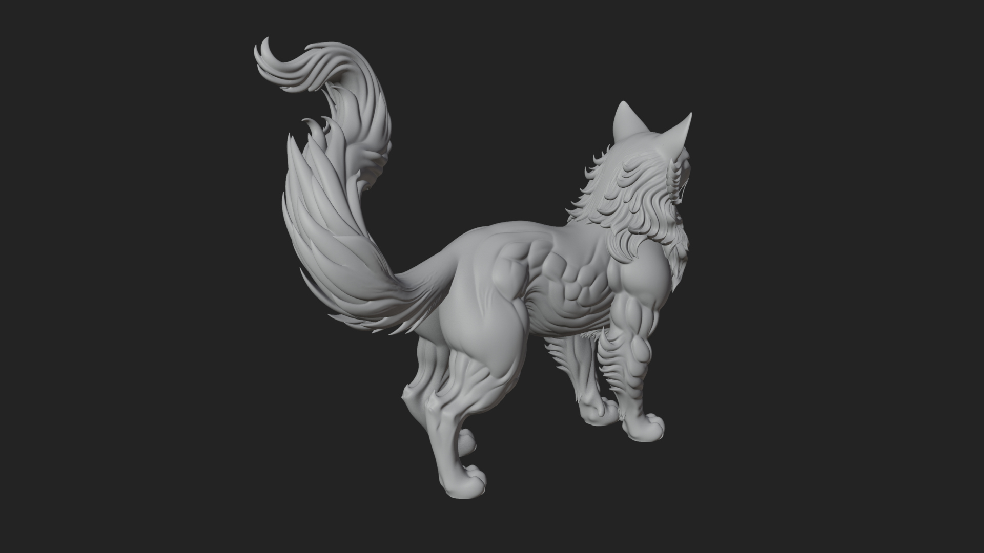 Carved Spirit Fox Statue Design 1 3D Print Model 3D Model
