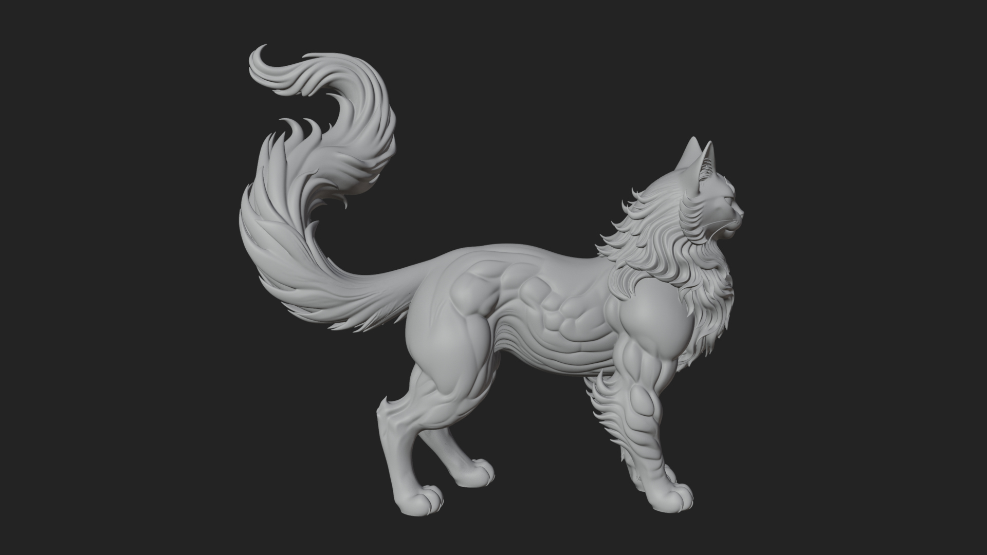 Carved Spirit Fox Statue Design 1 3D Print Model 3D Model