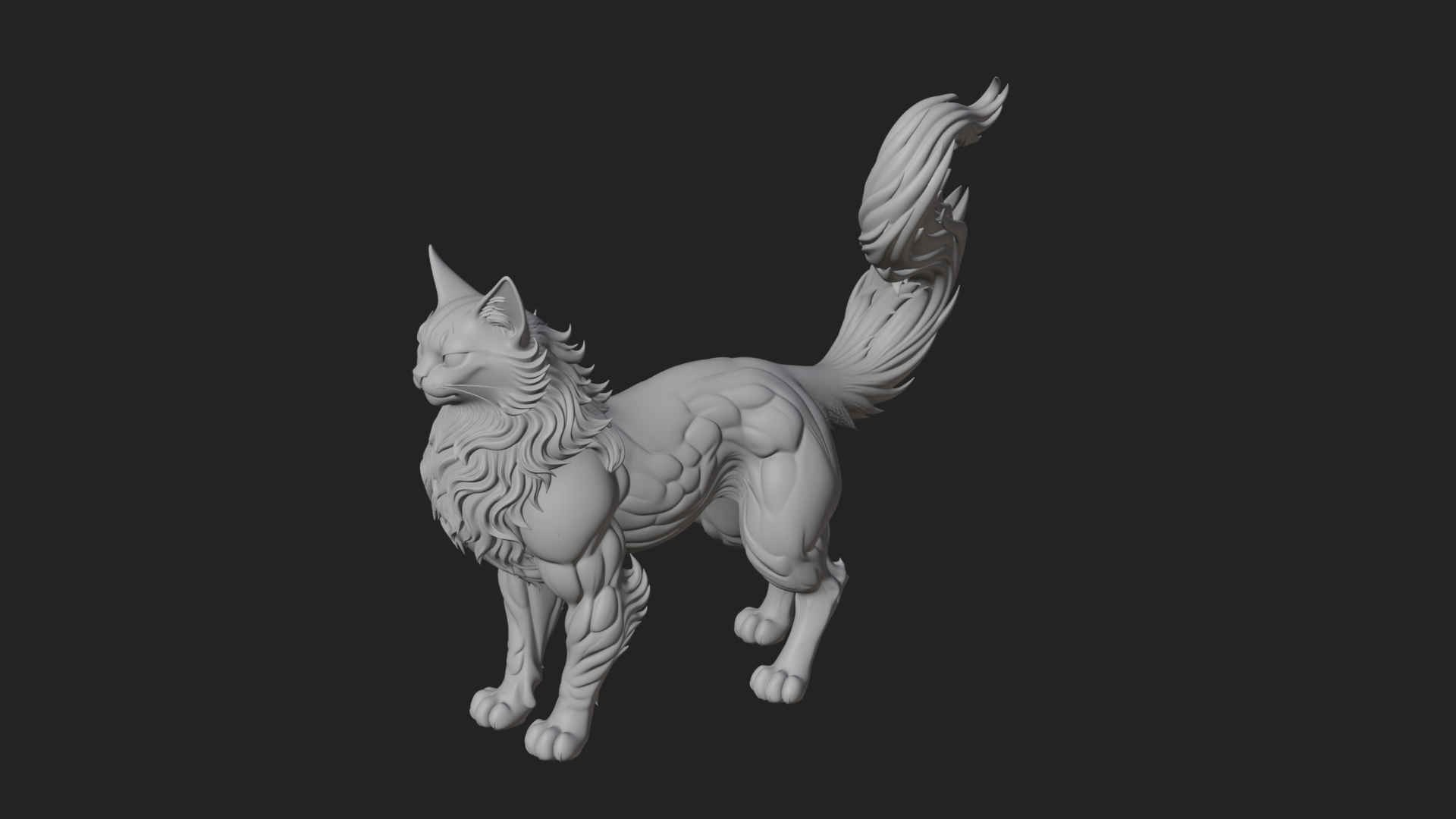 Carved Spirit Fox Statue Design 1 3D Print Model 3D Model