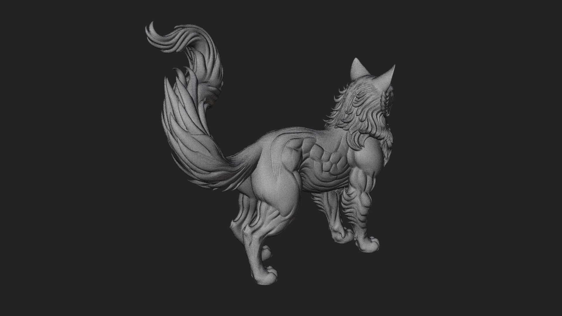 Carved Spirit Fox Statue Design 1 3D Print Model 3D Model
