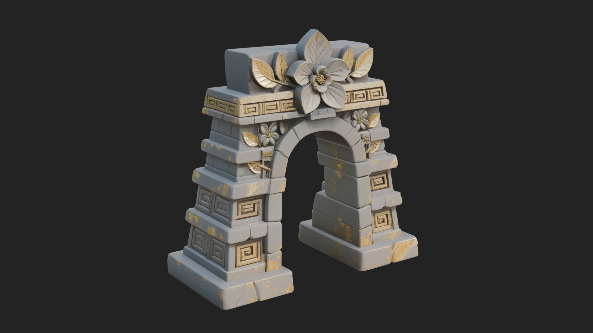 Carved Stone Garden Arch Design 1 3D Print Model 3D Model