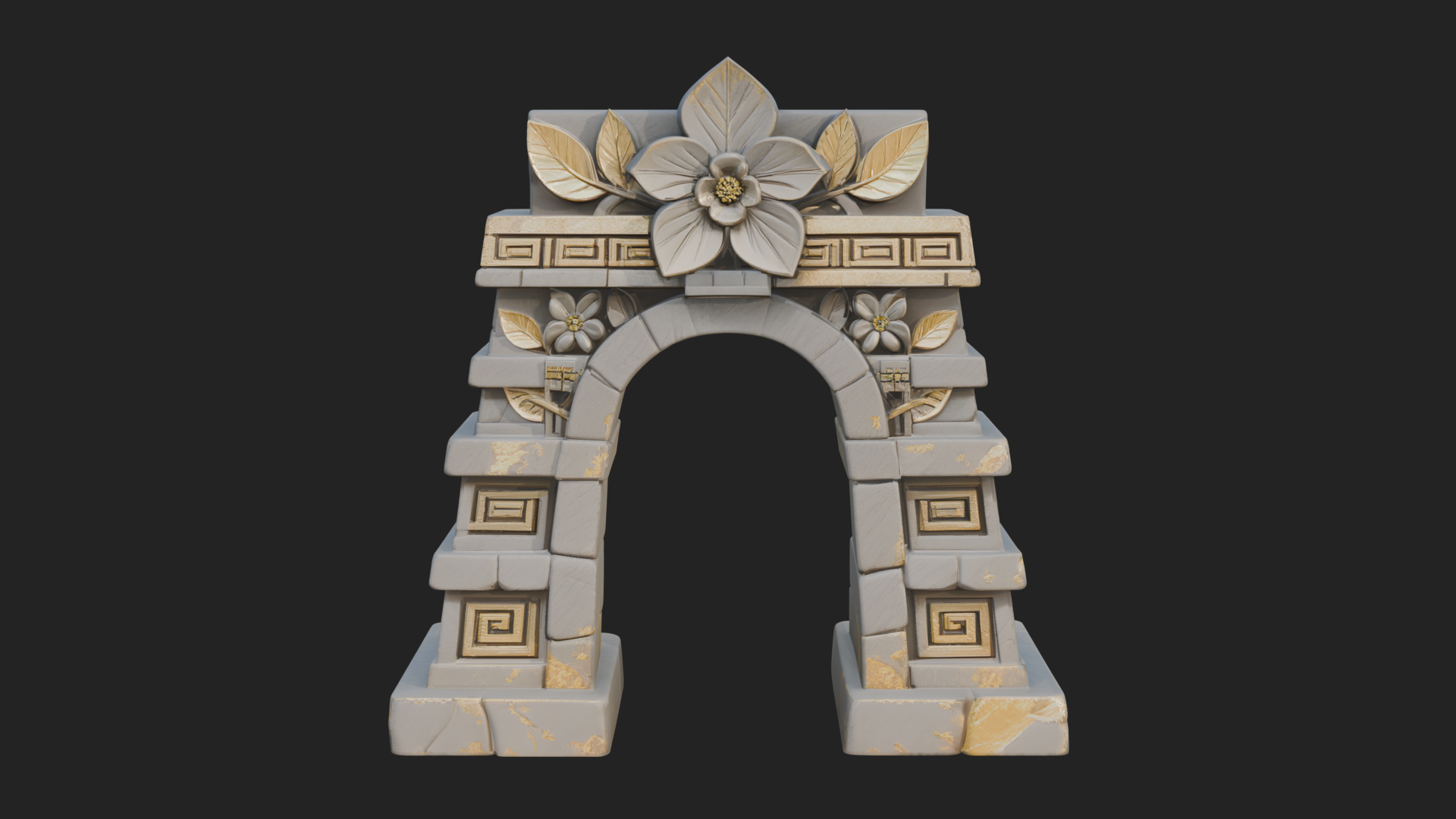 Carved Stone Garden Arch Design 1 3D Print Model 3D Model