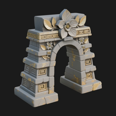 Carved Stone Garden Arch Design 1 3D Print Model
