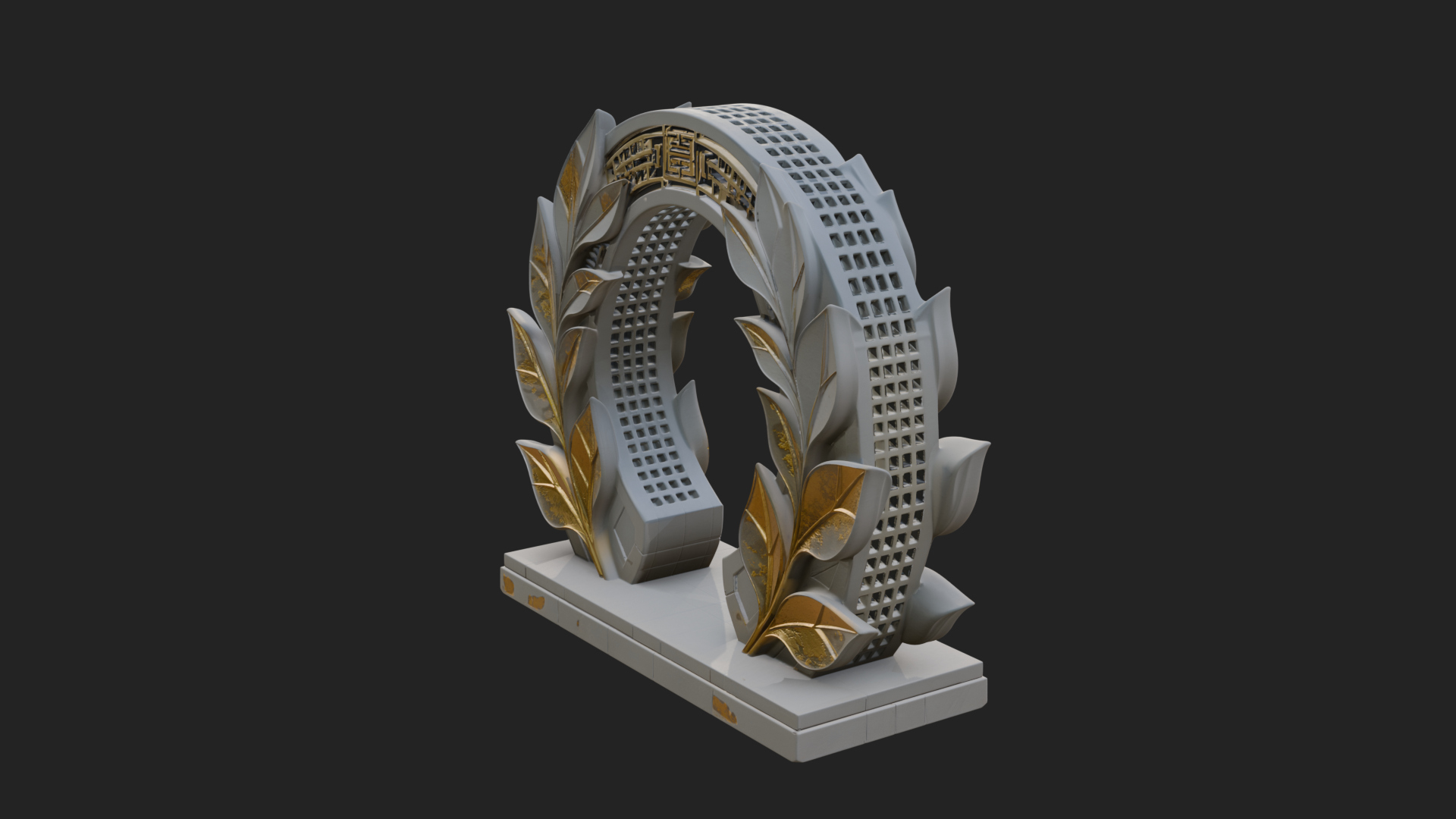 Carved Stone Garden Arch Design 13 3D Print Model 3D Model