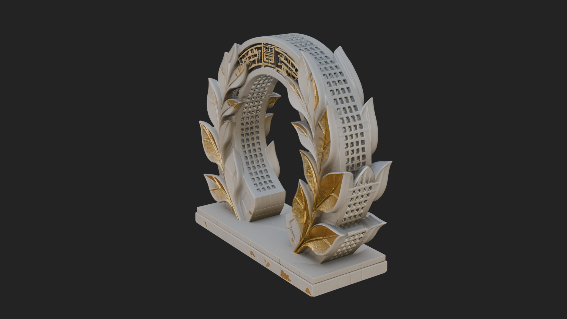 Carved Stone Garden Arch Design 13 3D Print Model 3D Model
