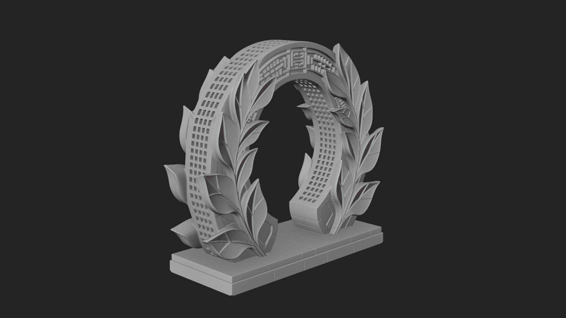 Carved Stone Garden Arch Design 13 3D Print Model 3D Model