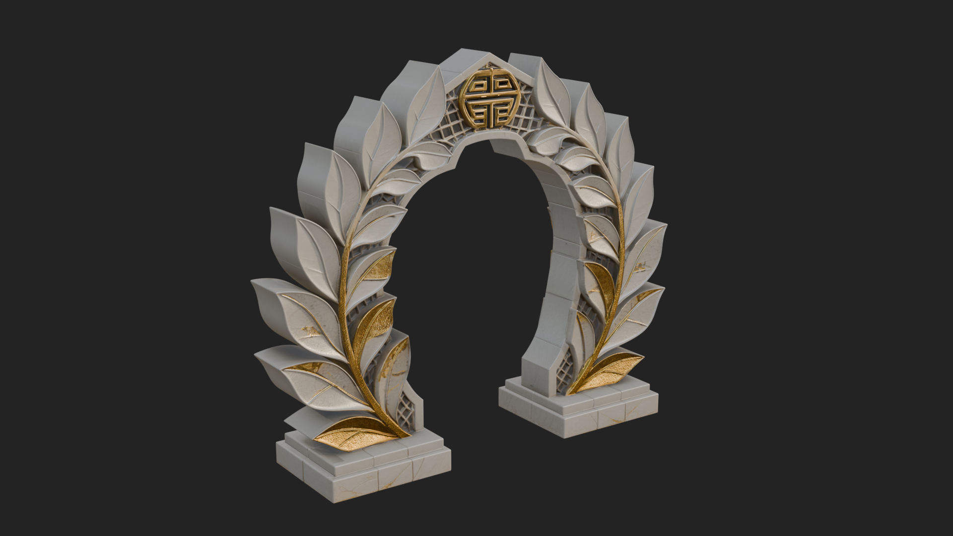 Carved Stone Garden Arch Design 14 3D Print Model 3D Model