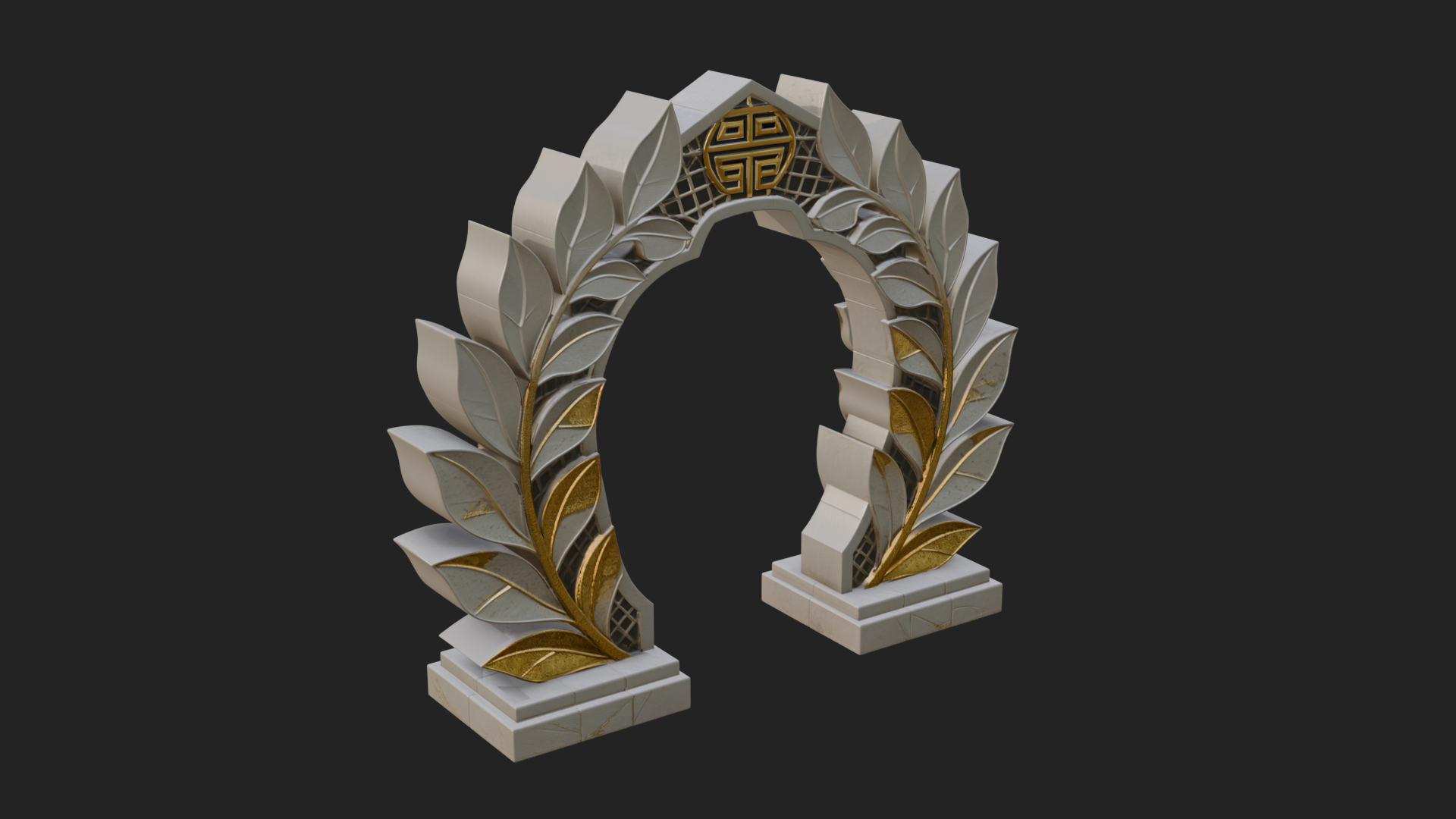 Carved Stone Garden Arch Design 14 3D Print Model 3D Model
