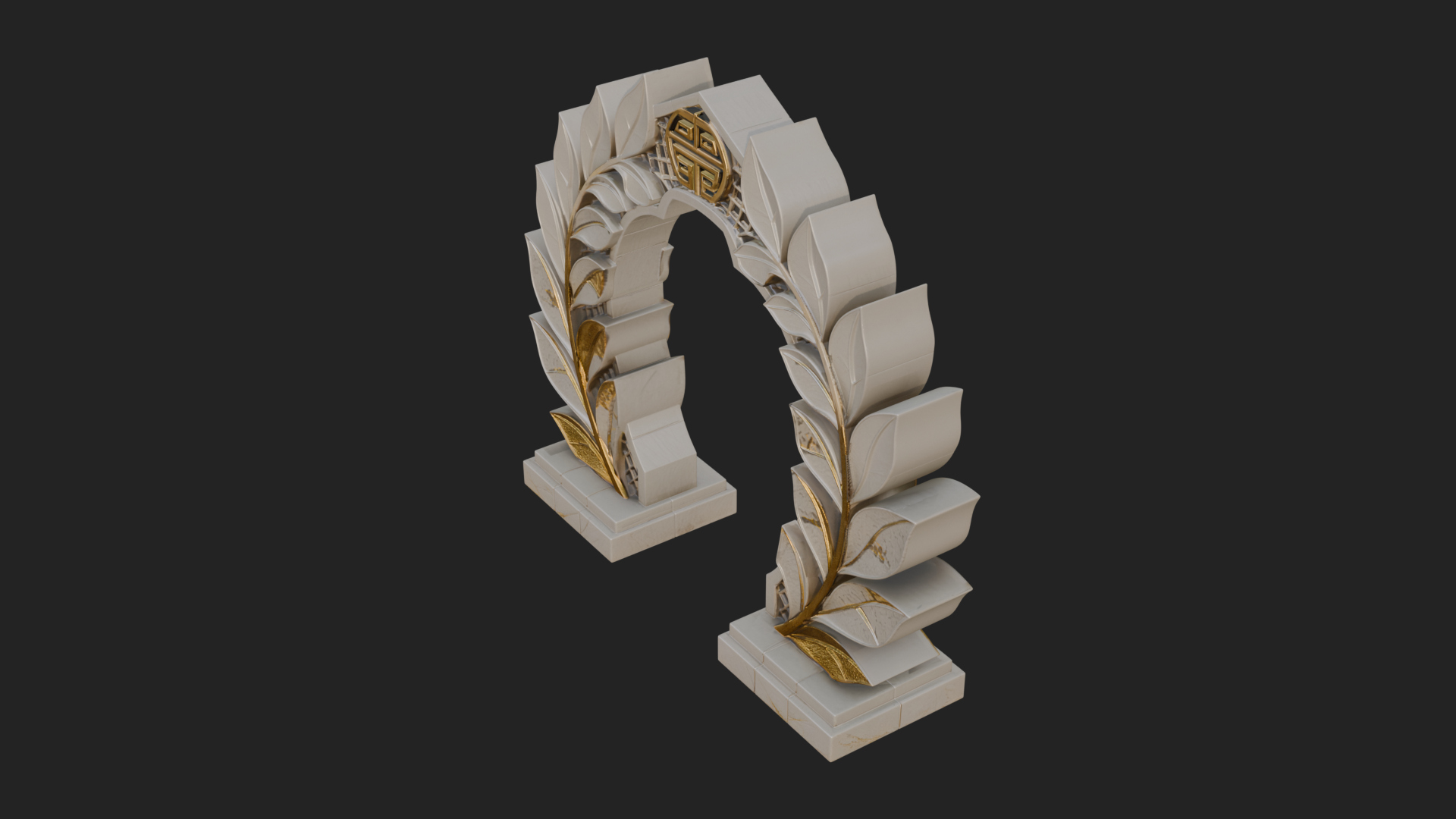 Carved Stone Garden Arch Design 14 3D Print Model 3D Model