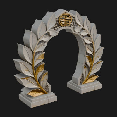 Carved Stone Garden Arch Design 14 3D Print Model