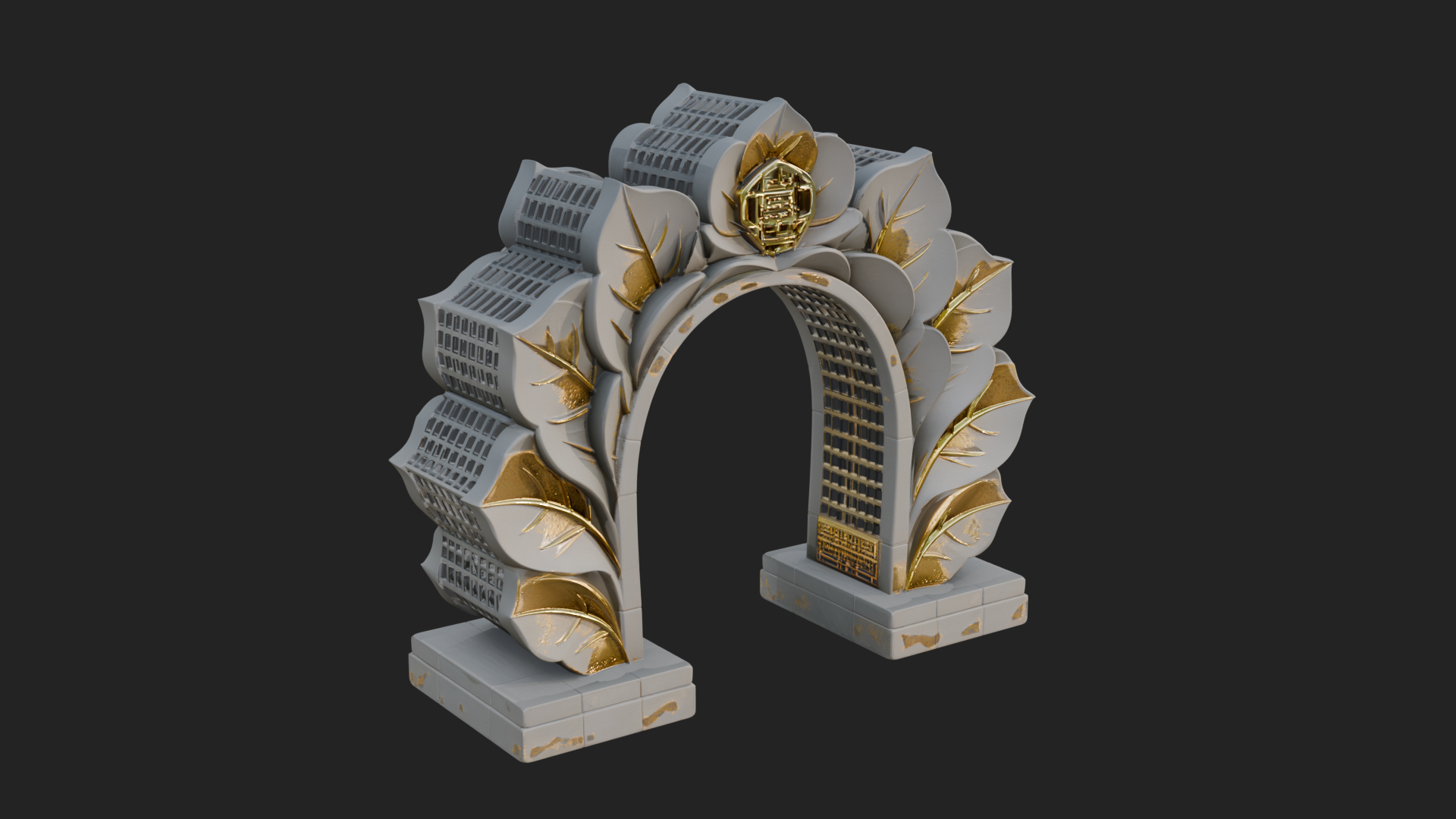 Carved Stone Garden Arch Design 15 3D Print Model 3D Model