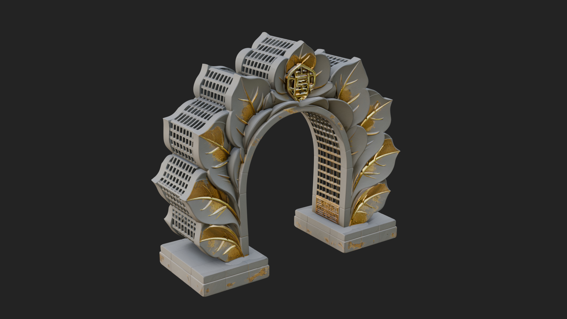 Carved Stone Garden Arch Design 15 3D Print Model 3D Model