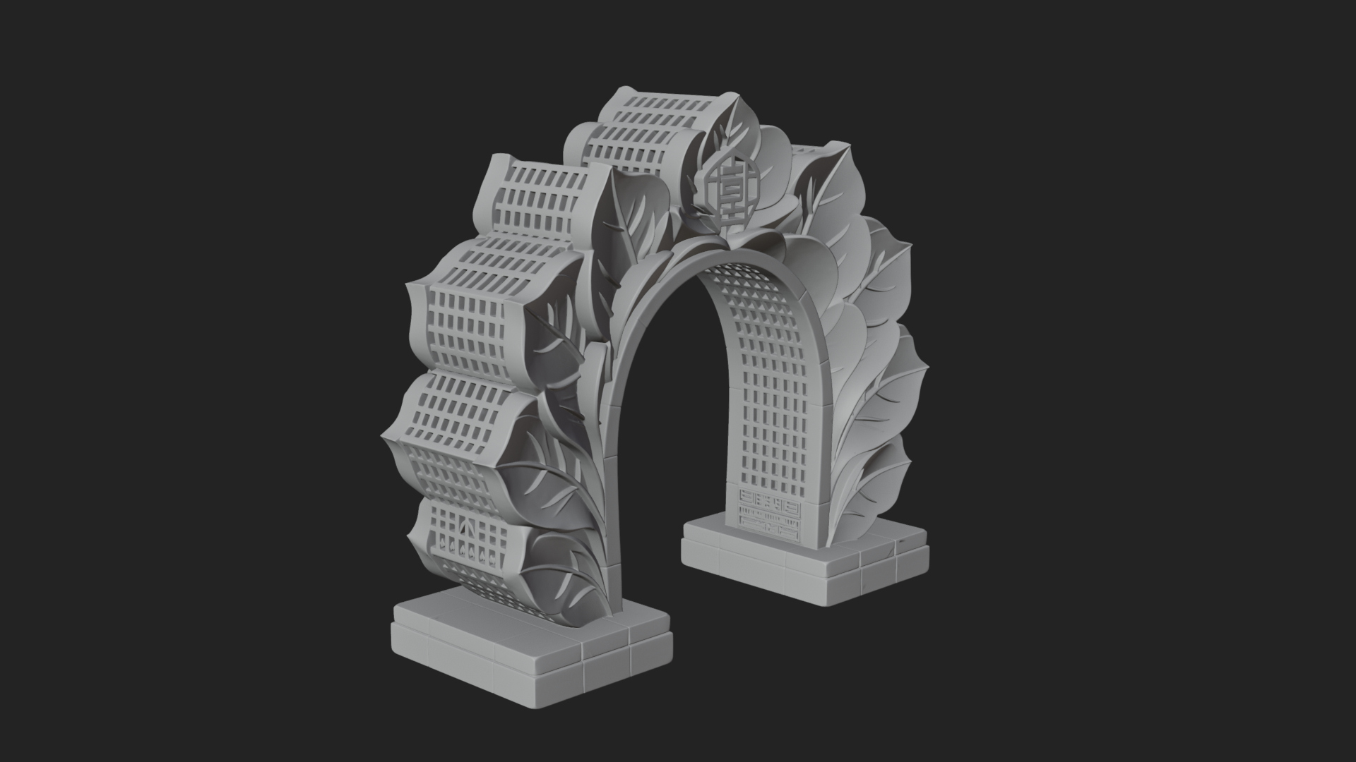 Carved Stone Garden Arch Design 15 3D Print Model 3D Model