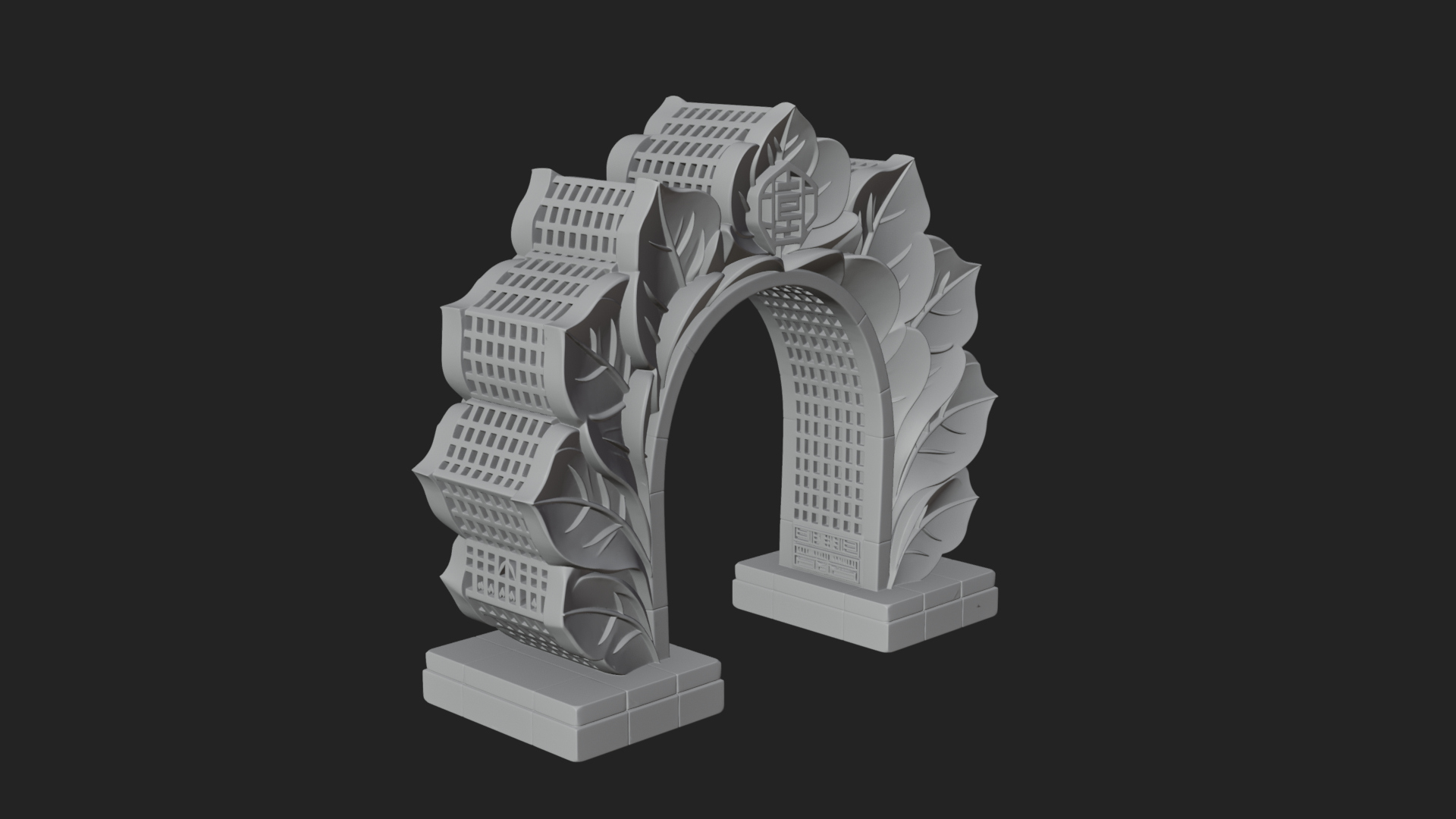 Carved Stone Garden Arch Design 15 3D Print Model 3D Model
