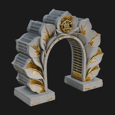 Carved Stone Garden Arch Design 15 3D Print Model