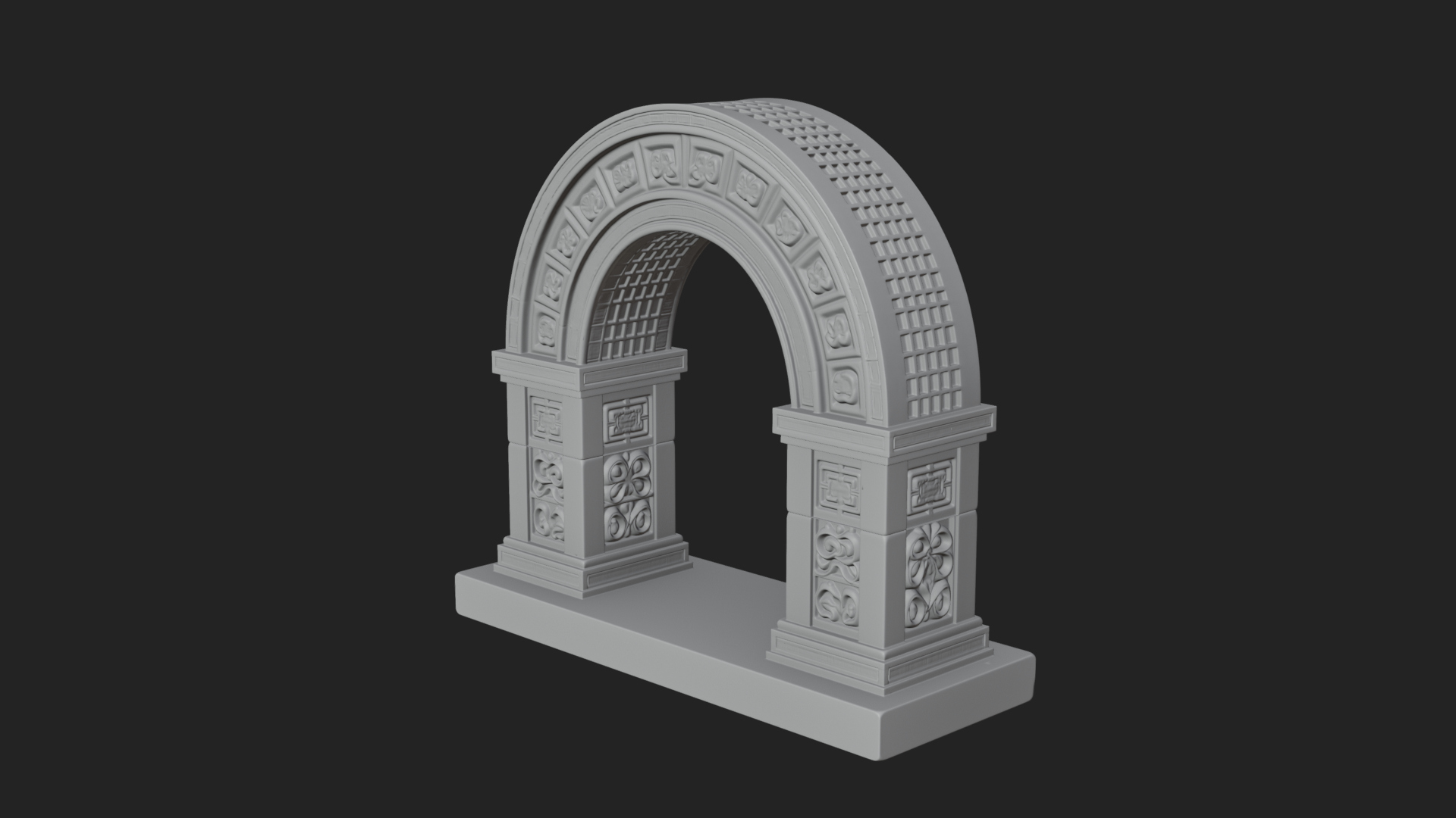 Carved Stone Garden Arch Design 19 3D Print Model 3D Model