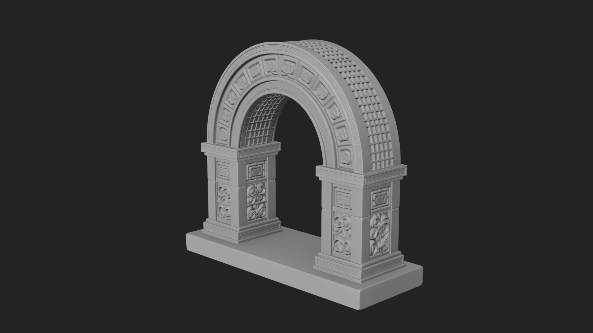Carved Stone Garden Arch Design 19 3D Print Model 3D Model