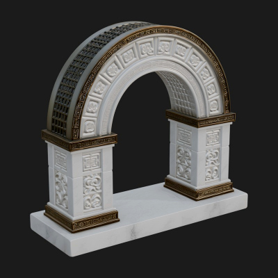 Carved Stone Garden Arch Design 19 3D Print Model