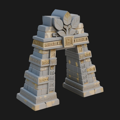 Carved Stone Garden Arch Design 2 3D Print Model