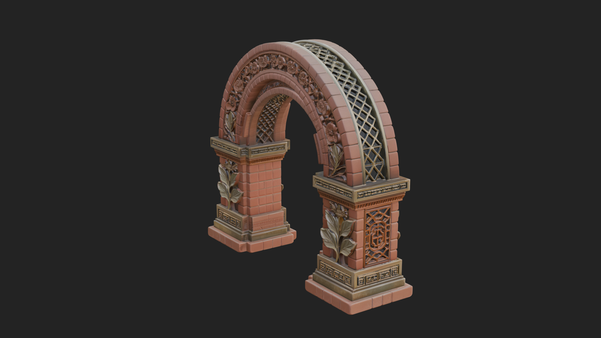 Carved Stone Garden Arch Design 20 3D Print Model 3D Model