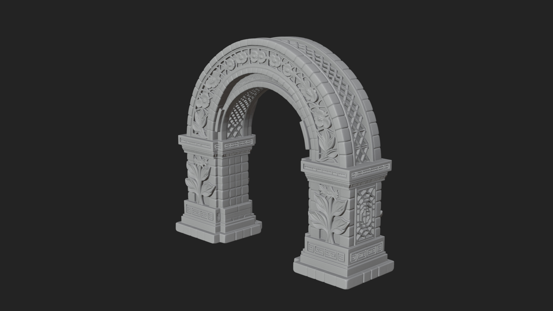 Carved Stone Garden Arch Design 20 3D Print Model 3D Model