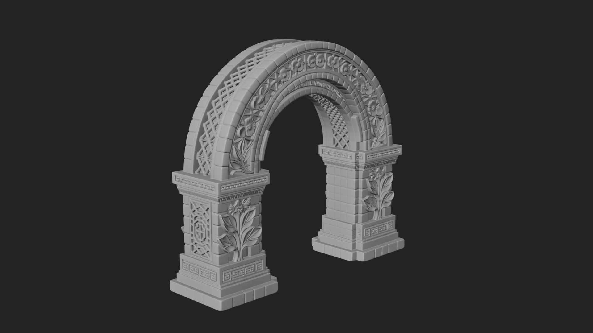 Carved Stone Garden Arch Design 20 3D Print Model 3D Model
