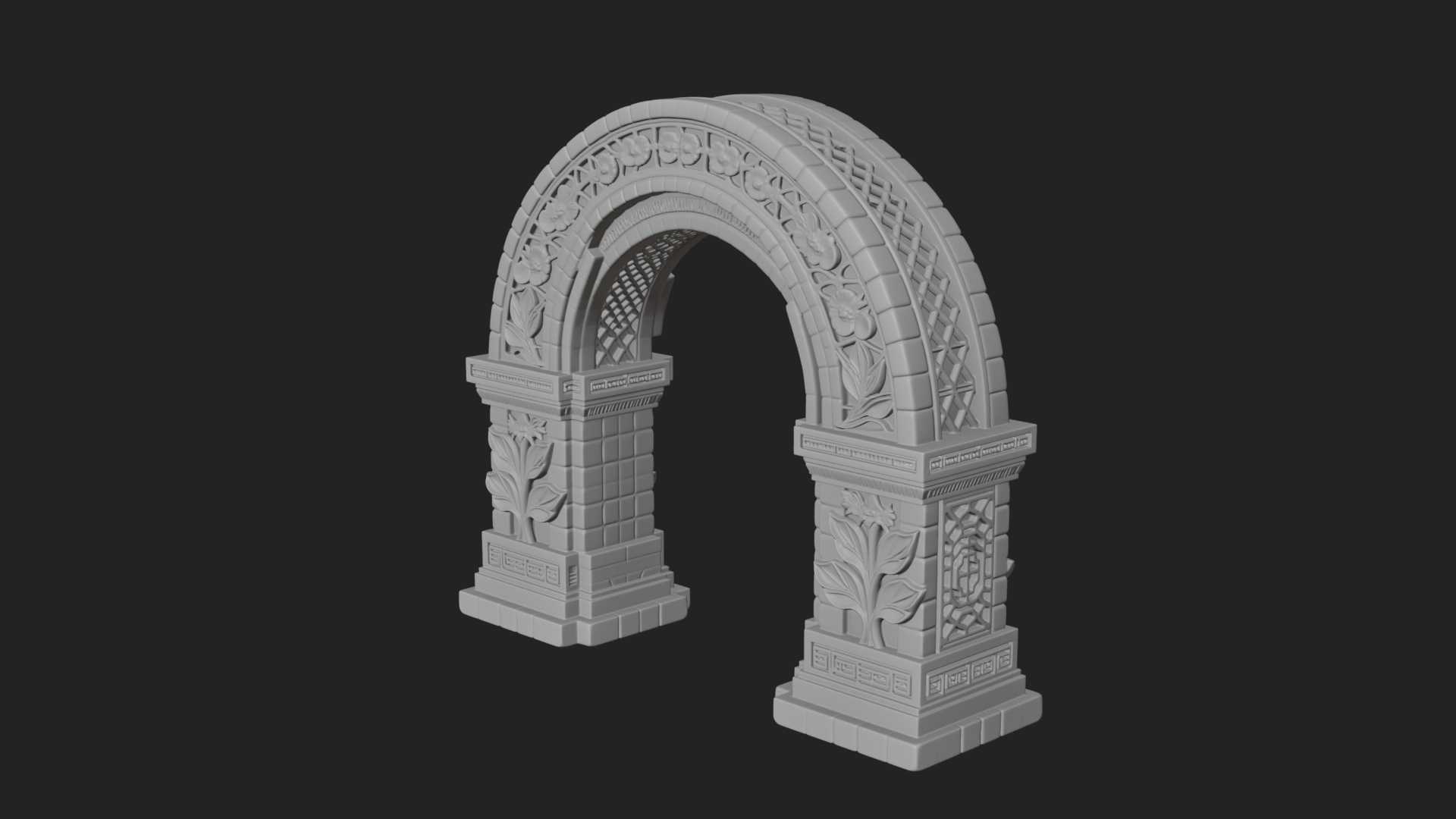 Carved Stone Garden Arch Design 20 3D Print Model 3D Model