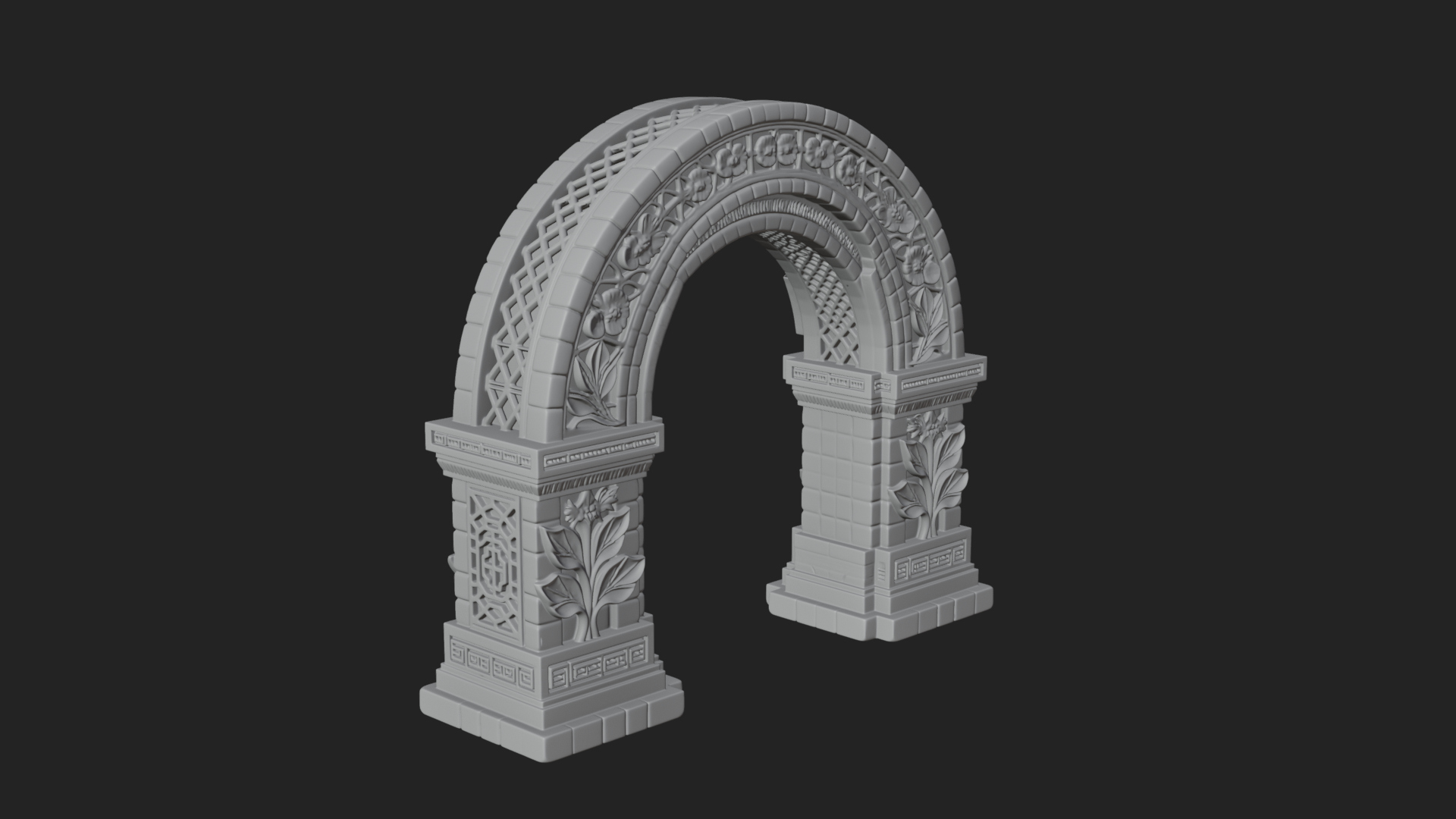 Carved Stone Garden Arch Design 20 3D Print Model 3D Model