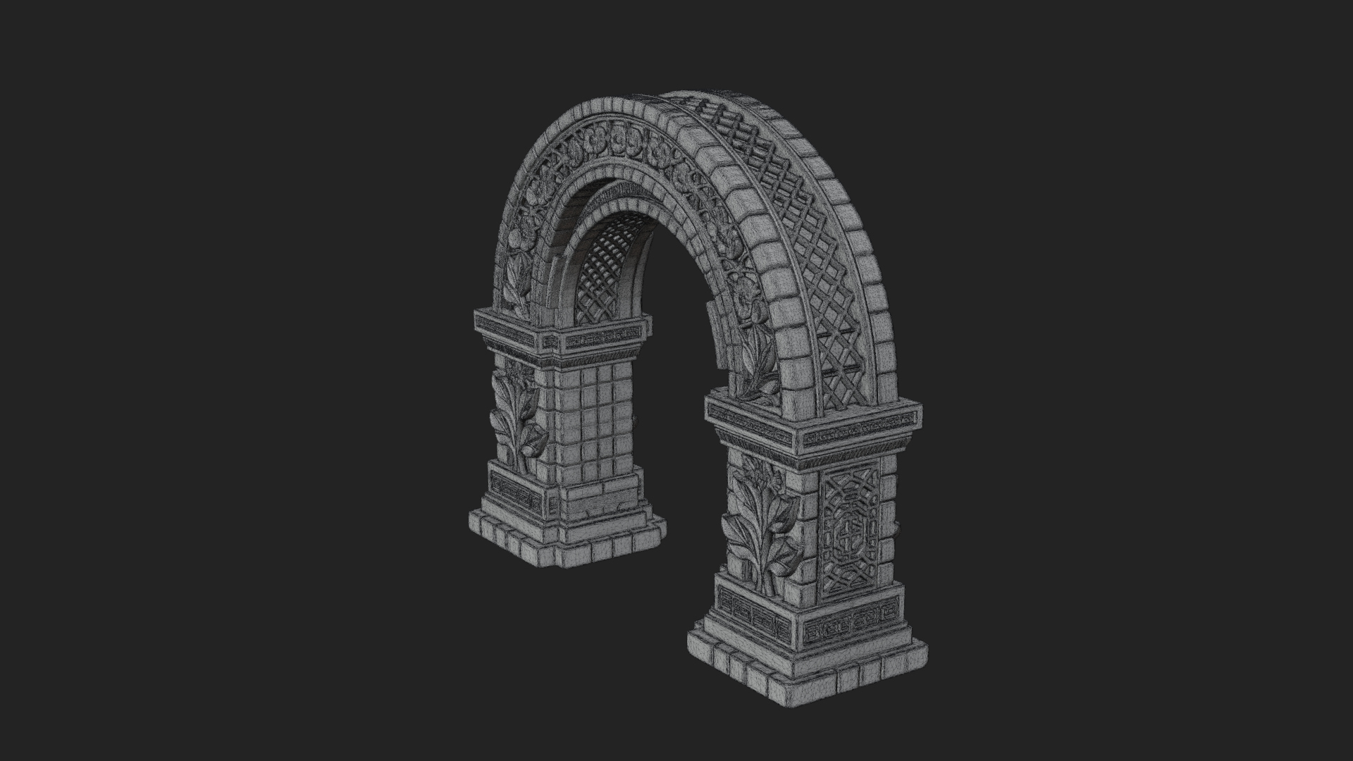 Carved Stone Garden Arch Design 20 3D Print Model 3D Model